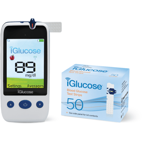 iGlucose® Blood Glucose Starter Kit, Pack of 50 Count Test Strips